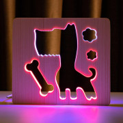 Светильник ночник ArtEco Light из дерева LED "Пес и косточка" с пультом и регулировкой цвета, двойной RGB Светильник ночник ArtEco Light из дерева LED "Пес и косточка" с пультом и регулировкой цвета, двойной RGB