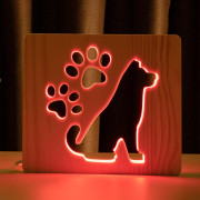 Светильник ночник ArtEco Light из дерева LED "Собака и следы" с пультом и регулировкой цвета, RGB Светильник ночник ArtEco Light из дерева LED "Собака и следы" с пультом и регулировкой цвета, RGB