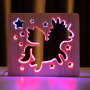 Светильник ночник ArtEco Light из дерева LED "Волшебный единорог" с пультом и регулировкой цвета, двойной RGB Светильник ночник ArtEco Light из дерева LED "Волшебный единорог" с пультом и регулировкой цвета, двойной RGB