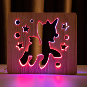 Светильник ночник ArtEco Light из дерева LED "Пони-единорог" с пультом и регулировкой цвета, двойной RGB Светильник ночник ArtEco Light из дерева LED "Пони-единорог" с пультом и регулировкой цвета, двойной RGB