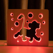Светильник ночник ArtEco Light из дерева LED "Веселый львенок" с пультом и регулировкой цвета, RGB Светильник ночник ArtEco Light из дерева LED "Веселый львенок" с пультом и регулировкой цвета, RGB