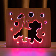 Светильник ночник ArtEco Light из дерева LED "Веселый львенок" с пультом и регулировкой цвета, двойной RGB Светильник ночник ArtEco Light из дерева LED "Веселый львенок" с пультом и регулировкой цвета, двойной RGB