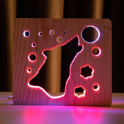 Светильник ночник ArtEco Light из дерева LED "Волк и луна" с пультом и регулировкой цвета, двойной RGB Светильник ночник ArtEco Light из дерева LED "Волк и луна" с пультом и регулировкой цвета, двойной RGB