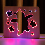 Светильник ночник ArtEco Light из дерева LED "Веселый медвеженок" с пультом и регулировкой цвета, двойной RGB Светильник ночник ArtEco Light из дерева LED "Веселый медвеженок" с пультом и регулировкой цвета, двойной RGB