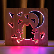 Светильник ночник ArtEco Light из дерева LED "Лягушка и сверчки" с пультом и регулировкой цвета, двойной RGB Светильник ночник ArtEco Light из дерева LED "Лягушка и сверчки" с пультом и регулировкой цвета, двойной RGB