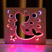 Светильник ночник ArtEco Light из дерева LED "Русалочка" с пультом и регулировкой цвета, двойной RGB Светильник ночник ArtEco Light из дерева LED "Русалочка" с пультом и регулировкой цвета, двойной RGB