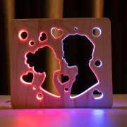 Светильник ночник ArtEco Light из дерева LED "Поцелуй" с пультом и регулировкой цвета, двойной RGB Светильник ночник ArtEco Light из дерева LED "Поцелуй" с пультом и регулировкой цвета, двойной RGB
