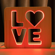 Светильник ночник ArtEco Light из дерева LED "LOVE" с пультом и регулировкой цвета, RGB Светильник ночник ArtEco Light из дерева LED "LOVE" с пультом и регулировкой цвета, RGB
