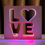 Светильник ночник ArtEco Light из дерева LED "LOVE" с пультом и регулировкой цвета, двойной RGB Светильник ночник ArtEco Light из дерева LED "LOVE" с пультом и регулировкой цвета, двойной RGB