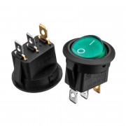 Кнопка переключатель зеленая 20мм 6А 250В ON-(OFF) KCD1-101N-8 3pin Daier Кнопка переключатель зеленая 20мм 6А 250В ON-(OFF) KCD1-101N-8 3pin Daier