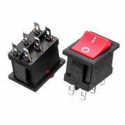 Кнопка переключатель красная 19.2x13мм 6А 250V ON-ON KCD1-202-1 6pin Daier Кнопка переключатель красная 19.2x13мм 6А 250V ON-ON KCD1-202-1 6pin Daier
