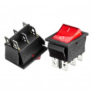 Кнопка переключатель красная 22x30мм 16А 250В ON-ON KCD2-202/N 6pin Daier Кнопка переключатель красная 22x30мм 16А 250В ON-ON KCD2-202/N 6pin Daier