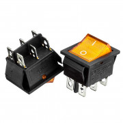 Кнопка переключатель желтая 22x30мм 16А 250В ON-ON KCD2-202/N 6pin Daier Кнопка переключатель желтая 22x30мм 16А 250В ON-ON KCD2-202/N 6pin Daier