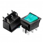 Кнопка переключатель зеленая 22x30мм 16А 250В ON-ON KCD2-202/N 6pin Daier Кнопка переключатель зеленая 22x30мм 16А 250В ON-ON KCD2-202/N 6pin Daier