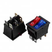 Кнопка переключатель красная+синяя 28.5x25мм 20А 250В ON-(OFF) KCD2-210N 6pin Daier Кнопка переключатель красная+синяя 28.5x25мм 20А 250В ON-(OFF) KCD2-210N 6pin Daier