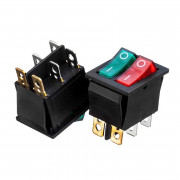 Кнопка переключатель красная+зеленая 28.5x25мм 20А 250В ON-(OFF) KCD2-2101N 6pin Daier Кнопка переключатель красная+зеленая 28.5x25мм 20А 250В ON-(OFF) KCD2-2101N 6pin Daier