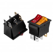 Кнопка переключатель красная+желтая 28.5x25мм 20А 250В ON-(OFF) KCD2-210N 6pin Daier Кнопка переключатель красная+желтая 28.5x25мм 20А 250В ON-(OFF) KCD2-210N 6pin Daier